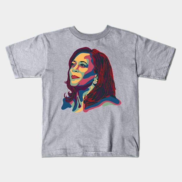 Kamala Harris Portrait Kids T-Shirt by Slightly Unhinged